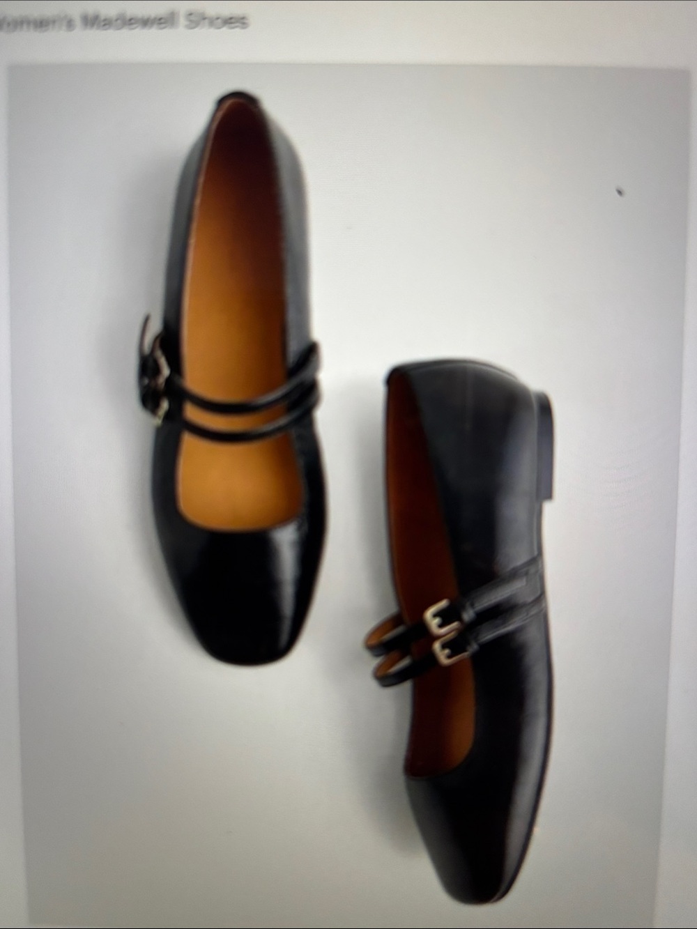 NIB- Madewell Greta Double-Strap Ballet Flat in Leather True Black sz 7.5